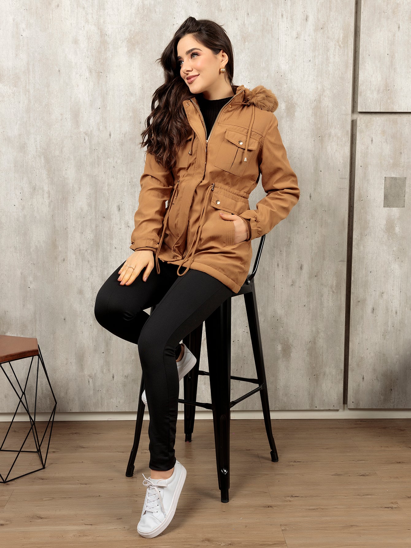 Casaco de Parka Outono/Inverno Moça Moderna