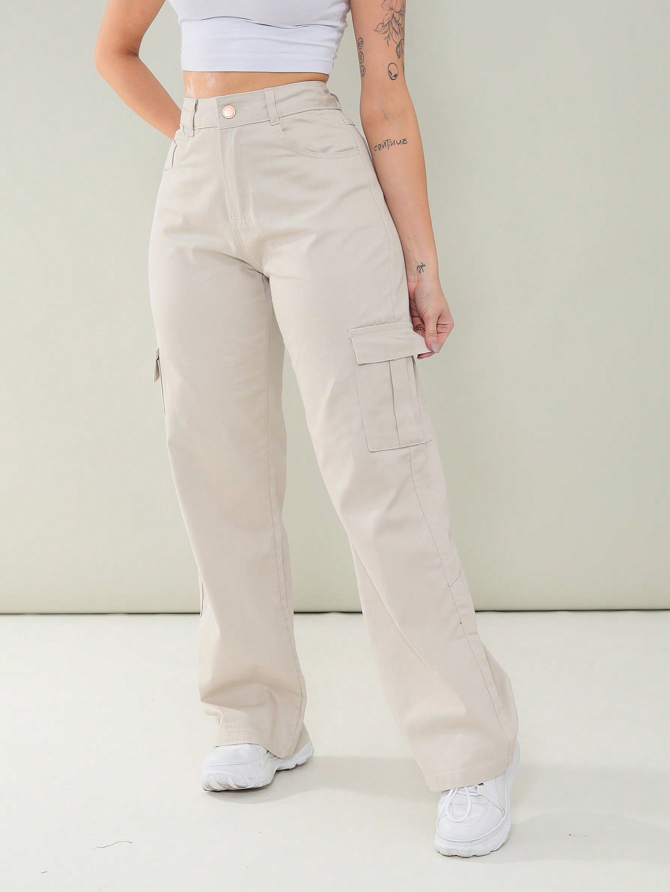Calça Feminina Pantalona Cargo Moça Moderna