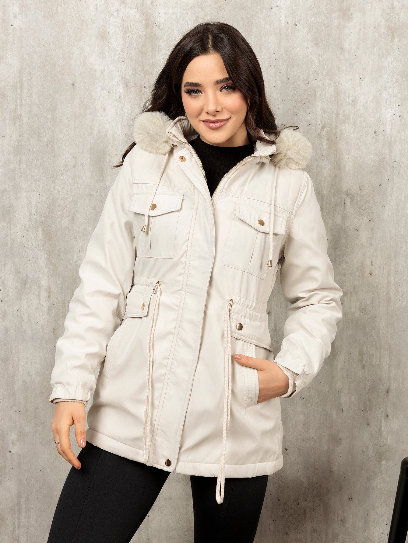 Casaco de Parka Outono/Inverno Moça Moderna