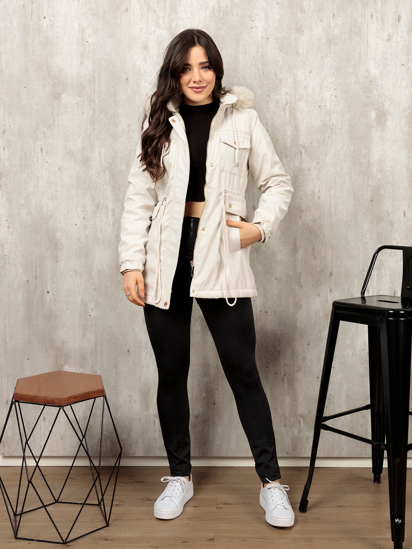 Casaco de Parka Outono/Inverno Moça Moderna