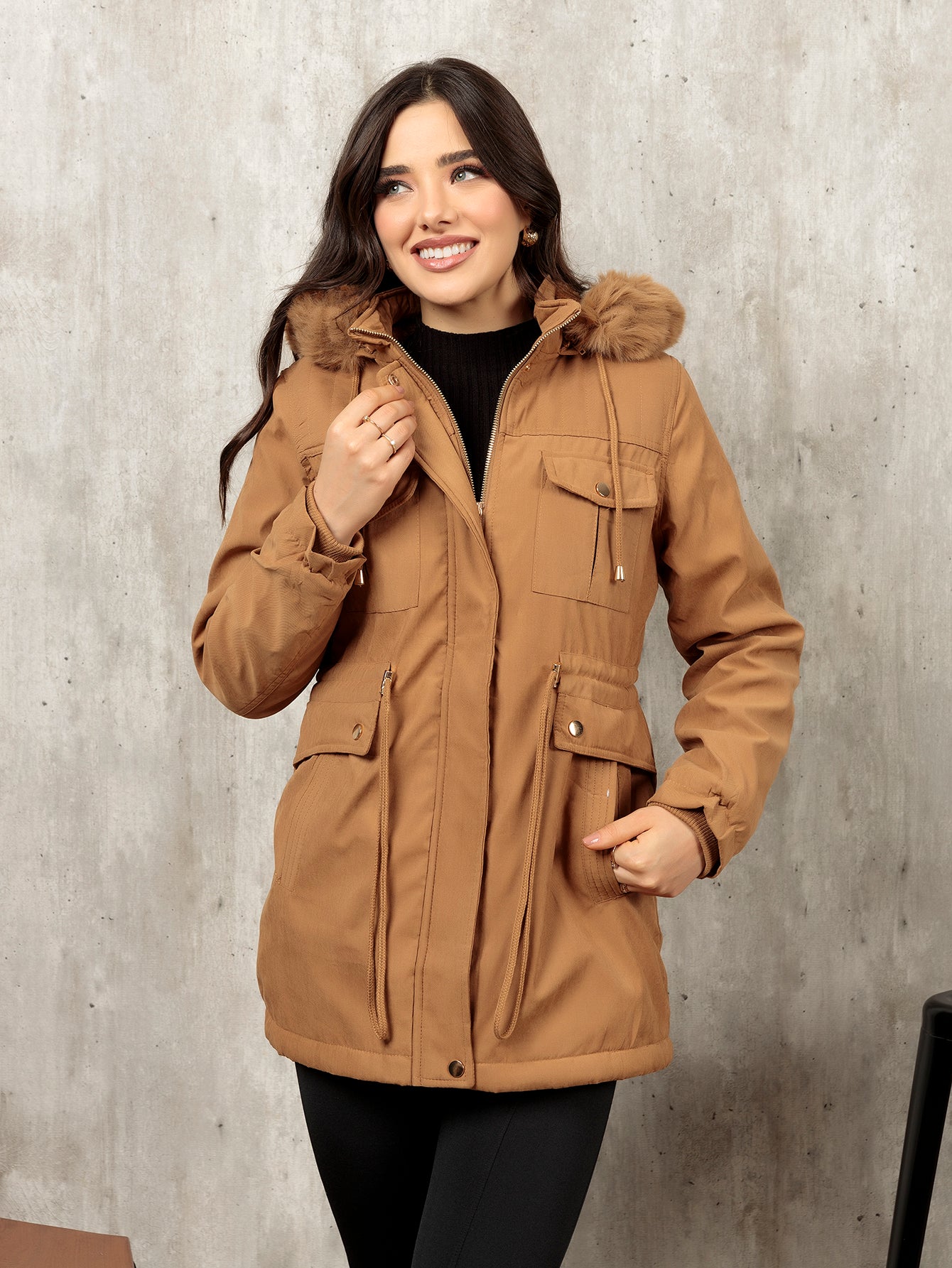 Casaco de Parka Outono/Inverno Moça Moderna