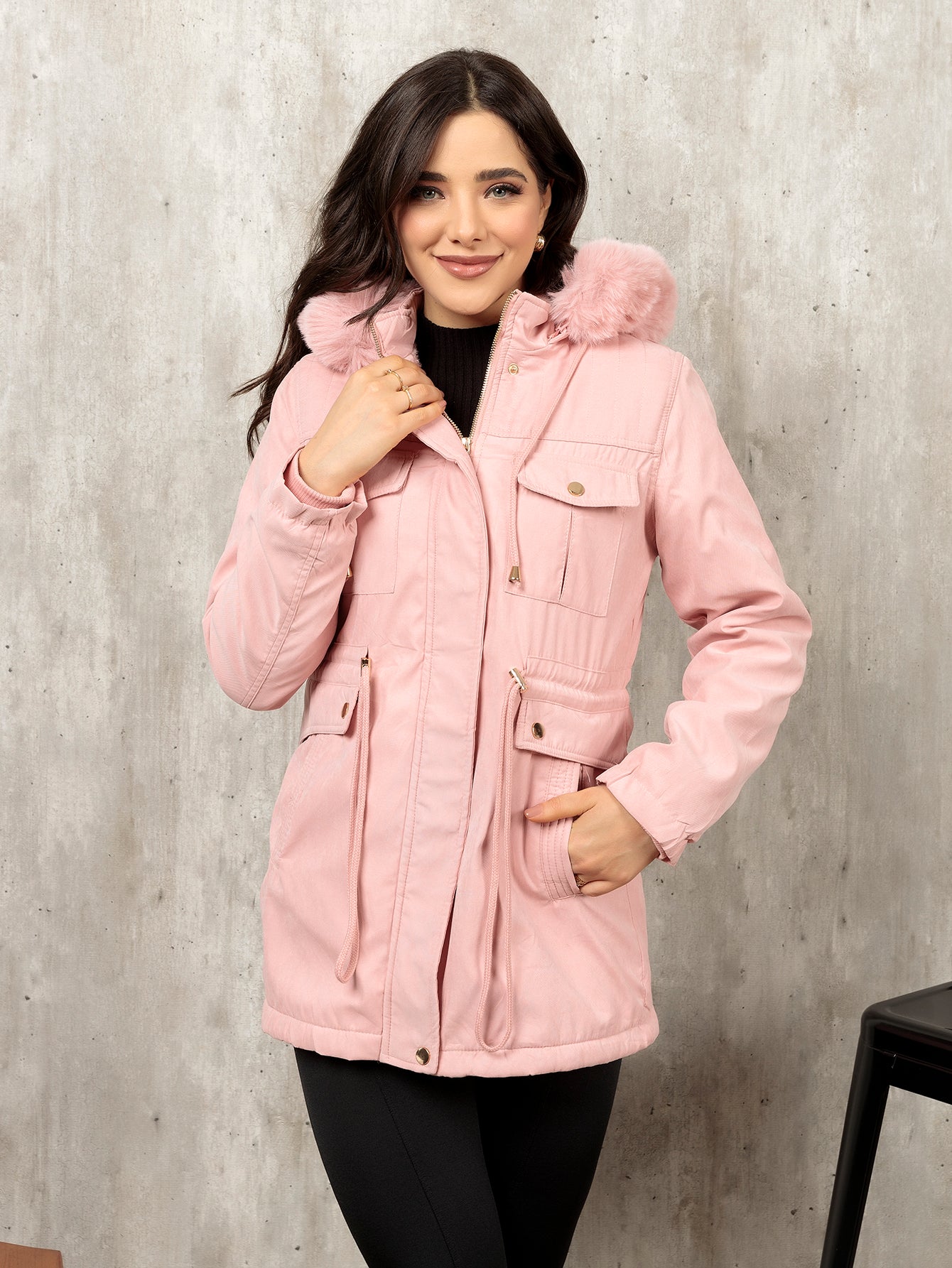 Casaco de Parka Outono/Inverno Moça Moderna