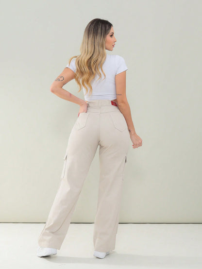 Calça Feminina Pantalona Cargo Moça Moderna